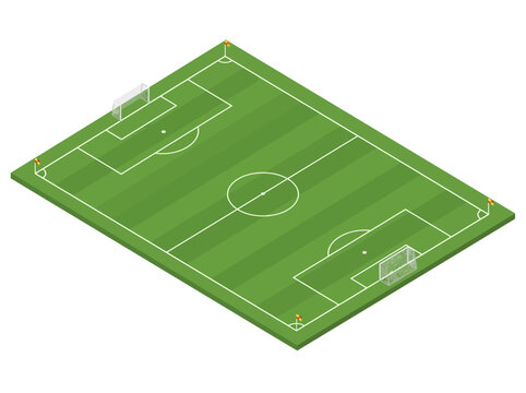 Soccer Field with Goalposts and Marked Pitch Layout for Football Match