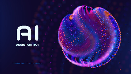 Naklejka na ściany i meble Artificial Intelligence And Digital Transformation Concept With Abstract Data Globe. Innovative AI Technologies And Smart Automation Systems Vector Illustration.