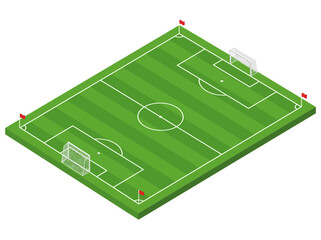 Soccer Field with Goals and Corner Flags for Football Match Layout © Design vector