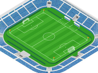 Soccer Stadium with Marked Football Pitch and Corner Flags for Match Venue © Design vector