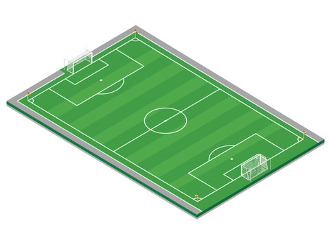 Soccer Field with Goalposts and Marked Pitch Layout for Football Match