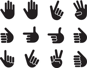 Fototapeta premium Hand icons. Black icon silhouette vector
