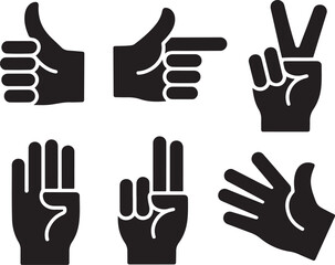 Fototapeta premium Hand icons. Black icon silhouette vector