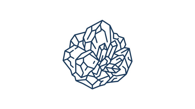 Cluster of geometric crystals in a line drawing.