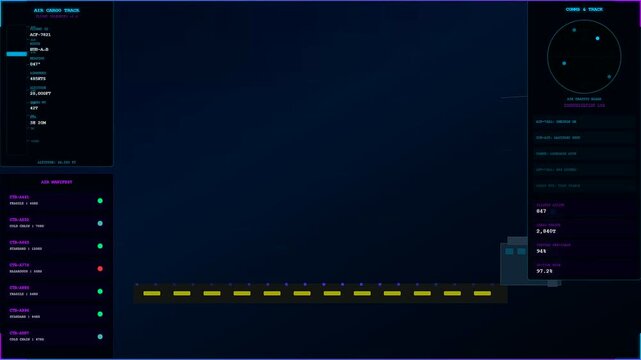 Dynamic animation showcasing Smart Container Tracking technology. Monitors real-time logistics and progress along a virtual path, displaying crucial data for efficient global supply chain management.