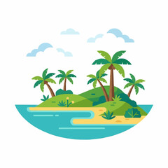 Obraz premium Tropical Island Getaway with Palm Trees and Sandy Beach Vector