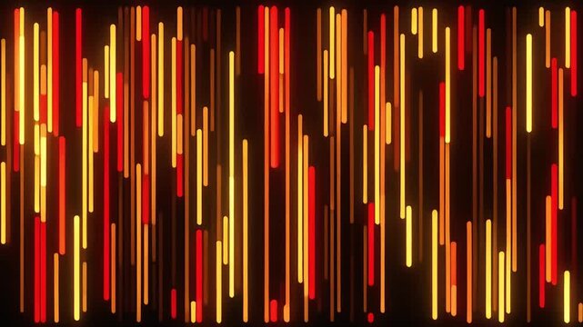 Glowing orange and red vertical light streaks moving downward in a continuous stream creating a hypnotic digital animation effect for modern abstract visual backgrounds in high quality 4k motion foota