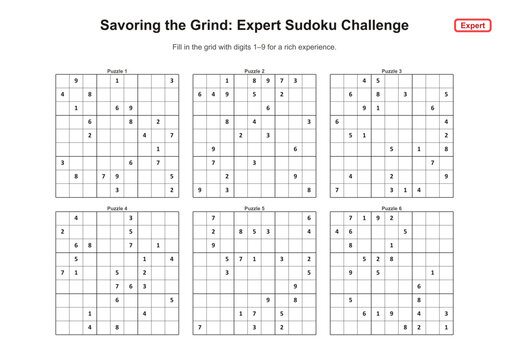 Savoring the Grind: Expert Sudoku Challenge