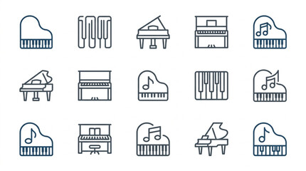 Collection of Piano Icons Musical Instrument Symbols. © Gerda
