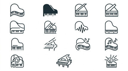 Collection of Piano Icons Vector Illustration. © Gerda