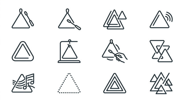 Collection of Musical Triangle Icons and Illustrations.