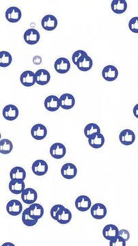 Blue Social Media Like Counter Emoticons Moving on White Background