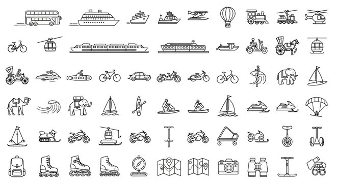 Collection of Various Simple Line Icons.