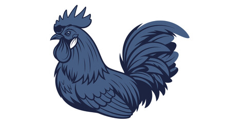 Dark Blue Rooster Cartoon Illustration. © Berlin