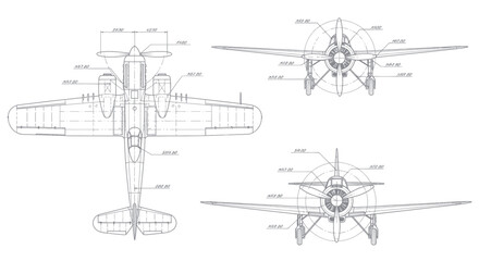 Detailed technical drawing of airplane. © Berlin