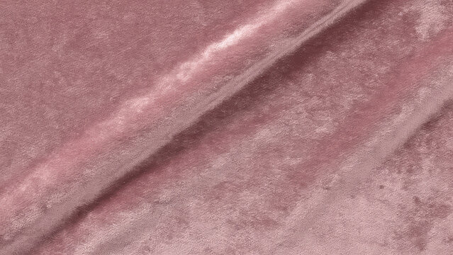 Generative AI, Dusty rose crushed velvet fabric texture, full frame flat lay, mauve pink soft surface with light reflection background