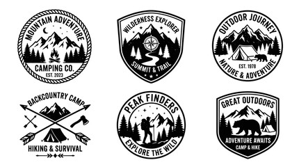 Naklejka premium Black and white outdoor adventure badges.