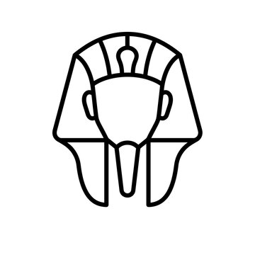 Ancient Egyptian Pharaoh Tutankhamun Mask Outline Icon.