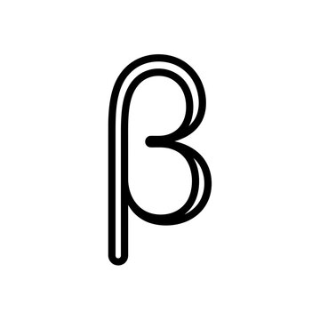 Beta symbol outline Greek alphabet letter mathematical notation vector illustration.