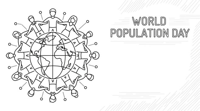 World Population Day illustration with diverse people holding hands around the globe 2.