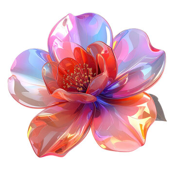 Iridescent Flower Sculpture with Vibrant Petals.