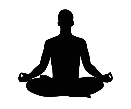 Man yoga pose sillhouette design on white background,man chacra pose sillhouette vector,man meditation pose black image, sillhouette man yoga pose illustration, meditation pose man sillhouette design 