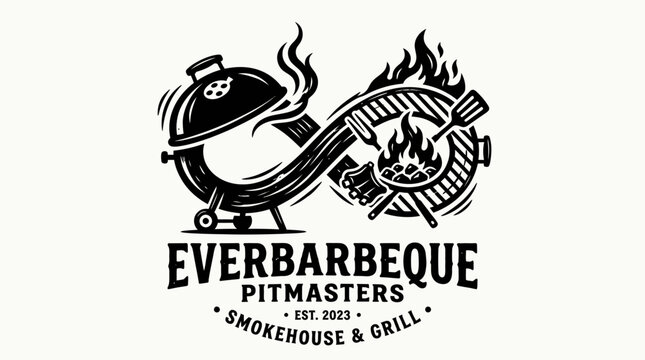 Black and white barbecue grill logo.