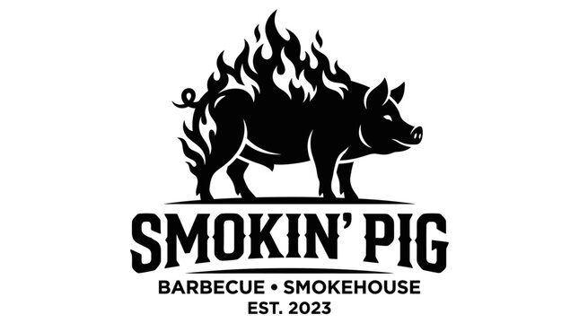 Smokin Pig Barbecue Logo Design.
