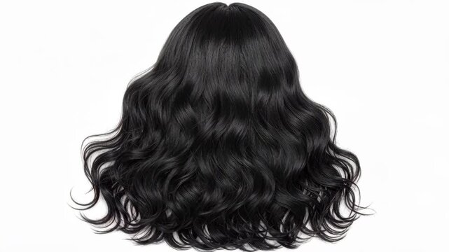 Black Wig with Wavy Curls: A luxurious black wig with flowing, wavy curls, offering a versatile and stylish hairpiece.
