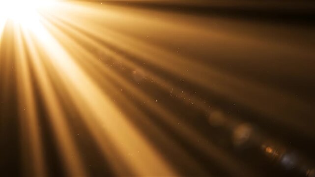 Golden Sun Rays Shining Through Darkness Creating Dramatic Light Beams.