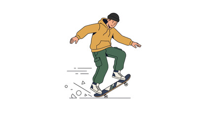 Obraz premium Young man skateboarding with motion lines.