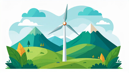 Fototapeta premium Minimal wind turbine vector