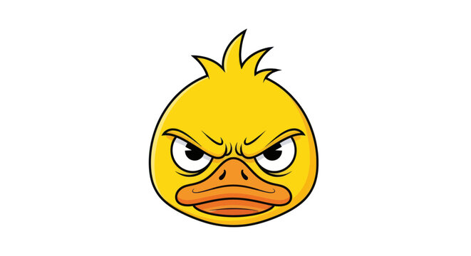 Angry duck face cartoon character closeup.