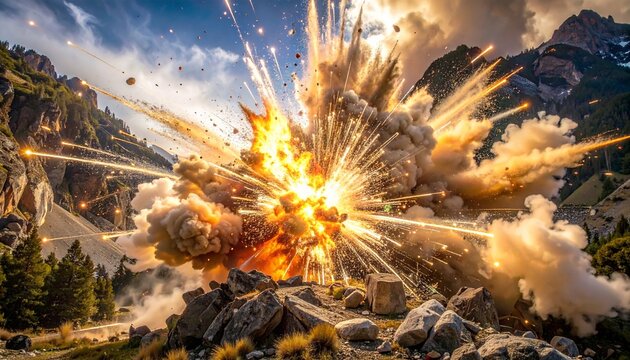 Explosion- -A high-fashion action shot of a model running through 