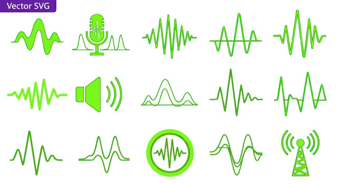 Vector sound wave icons set.