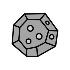 Meteorite or asteroid rock icon from space, celestial body vector illustration, flat design. © mnsrlvx