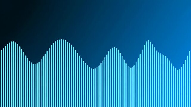 Abstract audio waveform blue lines on dark background visual