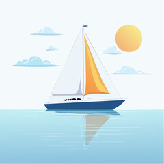 Fototapeta premium Minimal sailboat vector art