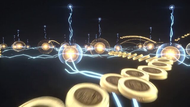 Digital Payment Flow Global Network Abstract Gold Technology Concept