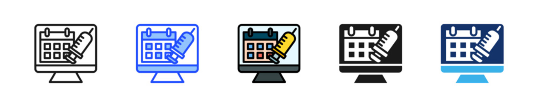 Online Vaccination Icon Collection With Multiple Styles