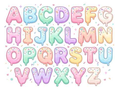 Colorful pastel alphabet letters set.