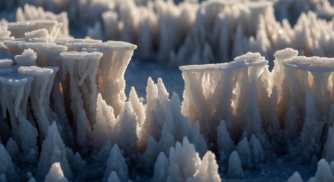 Unique Salt Formations on the Shores of the Dead Sea at Sunrise.