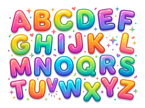 Colorful Alphabet Letters in Rainbow.
