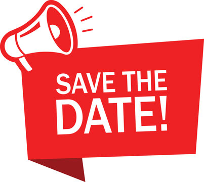 Megaphone with save the date now speech bubble vector art illustration. Banner for business, marketing and advertising.