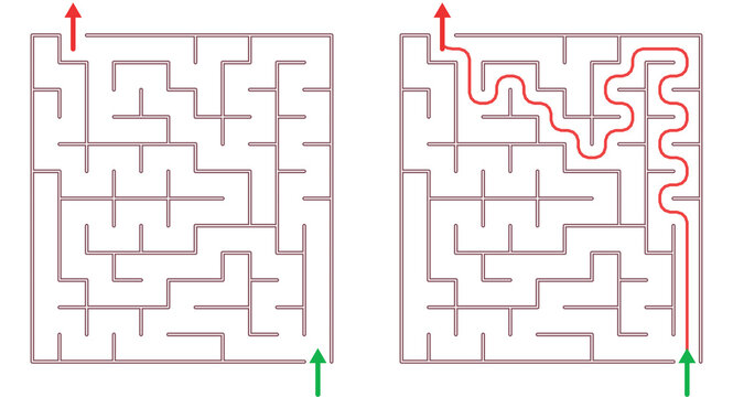 Maze 11X12 04 | Printable Puzzle with Solution