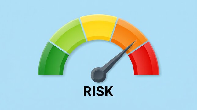 Risk assessment indicator showing high level of danger on a meter