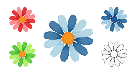 Obraz premium Colorful flowers in different styles.
