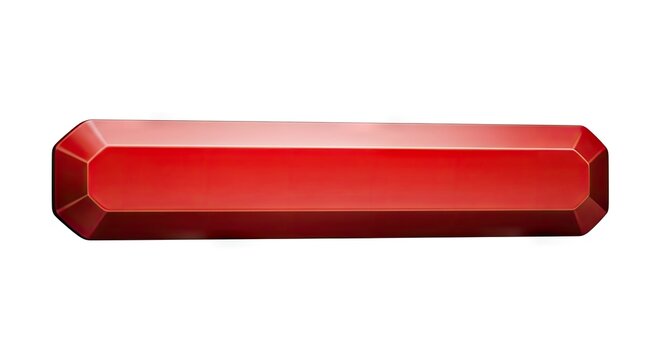 Long red faceted gemstone bar on white background.