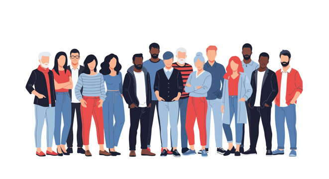 Diverse group of people standing together.