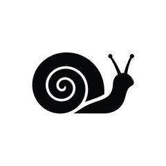 black snail silhouette with spiral shell on white background © jasminartist